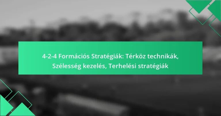 4-2-4 Formációs Stratégiák: Térköz technikák, Szélesség kezelés, Terhelési stratégiák